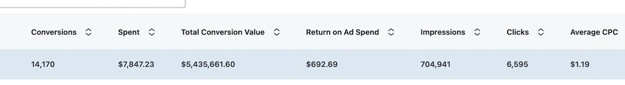 LinkedIn campaign statistics summary